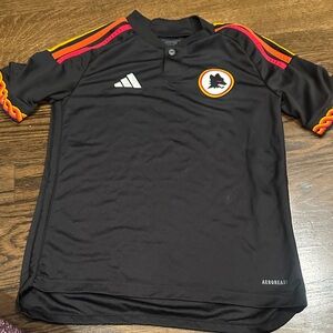 Adidas Kids Black Jersey with Red and Yellow Highlights